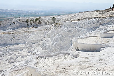 Limy cascades of flowing down water in Turkey. Stock Photo