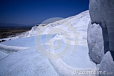 Limy cascades of flowing down water in Turkey.Pamu Stock Photo