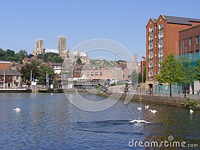 Lincoln Cathedral from Brayford Pool Editorial Stock Photo