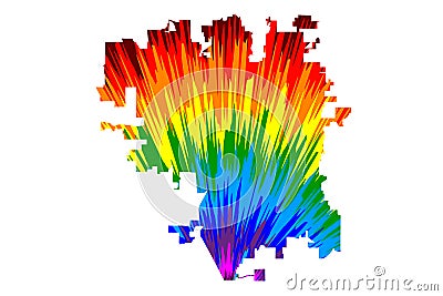 Lincoln city United States of America, USA, U.S., US, United States cities, usa city- map is designed rainbow abstract colorful Vector Illustration