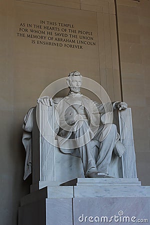 The Lincoln Memorial is an American national memorial built to honor the 16th President of the United States, Abraham Lincoln. Was Editorial Stock Photo