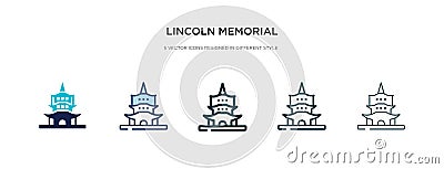 Lincoln memorial icon in different style vector illustration. two colored and black lincoln memorial vector icons designed in Vector Illustration