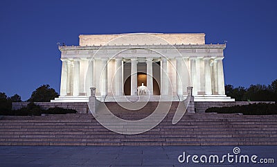 Lincoln Memorial Illuminated at Night Washington D Editorial Stock Photo