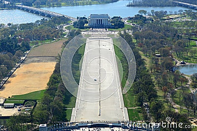 Lincoln Memorial from Washington Monumnet Editorial Stock Photo
