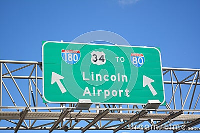 Lincoln Nebraska Airport Sign Stock Photo