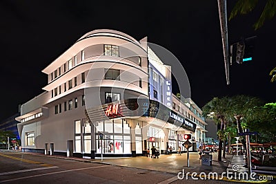 Lincoln Theatre on Lincoln Road Mall in Miami Beach, Florida at night. Editorial Stock Photo
