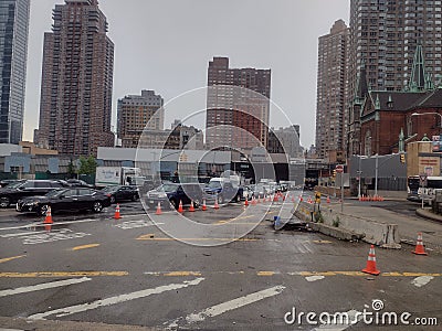 Lincoln Tunnel Traffic In The Rain, NYC, NY, USA Editorial Stock Photo