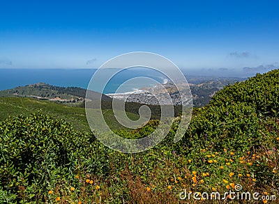 Linda Mar, Pacifica, Pacific Ocean, Mount Tamalpais as see from Stock Photo