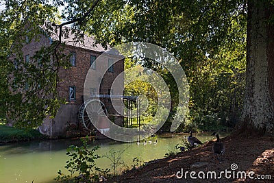 The 1932 Lindale Grist Mill on Silver Creek outside Rome, Georgia Editorial Stock Photo