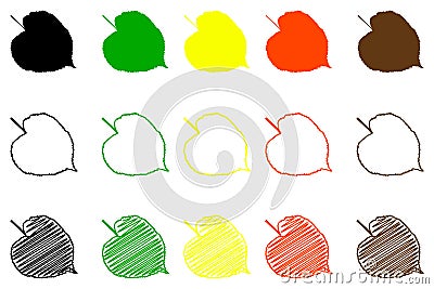 Linden leaf color set Vector Illustration