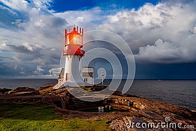 Lindesnes Fyr Lighthouse, Norway Stock Photo