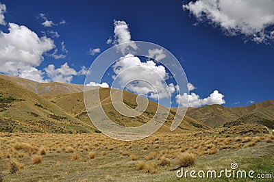 Lindis Pass in New Zealand Stock Photo