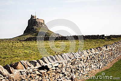 Lindisfarne Castle, on a hill in Northhumberland, UK. Stock Photo