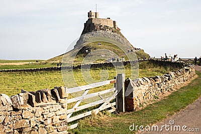 Lindisfarne Castle, on a hill in Northhumberland, UK. Stock Photo