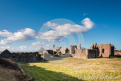 Lindisfarne Priory and Church Stock Photo