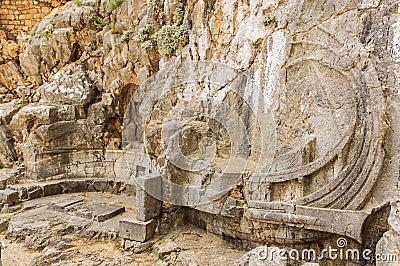 Lindos' Acropolis - A Ship Sculptured in the Rock Stock Photo