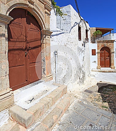 Lindos Streets and Passageways Stock Photo