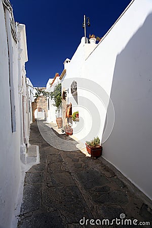 Lindos Streets and Passageways Stock Photo