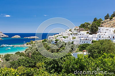 Lindos town in Rhodes, Greece Stock Photo