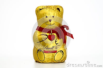 Lindt Teddy Bear Chocolate produced by Lindt & Sprungli, Switzerland Editorial Stock Photo