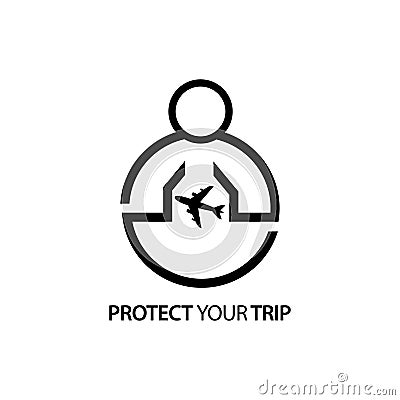 People with airplane icon. Concept of love your trip. Vector Illustration