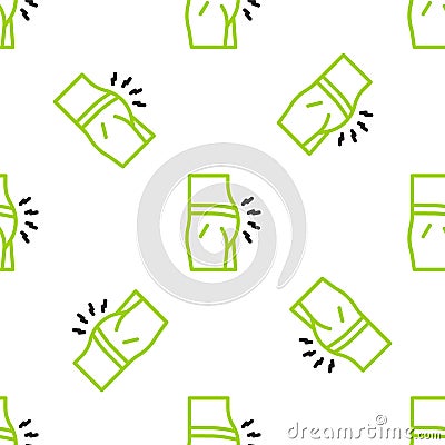 Line Abdominal bloating icon isolated seamless pattern on white background. Constipation or diarrhea. Vector Vector Illustration