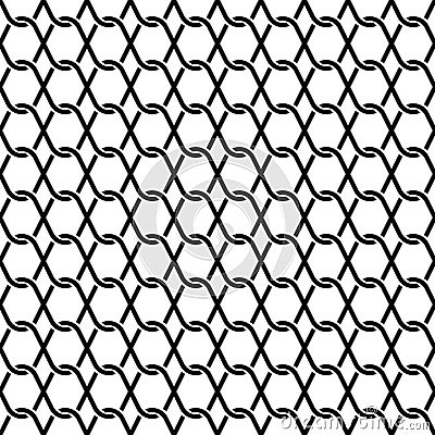 Line Abstract net curve seamless pattern with black color in white background Vector Illustration