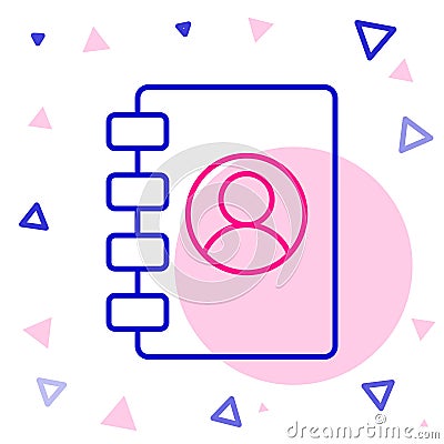 Line Address book icon isolated on white background. Notebook, address, contact, directory, phone, telephone book icon Vector Illustration