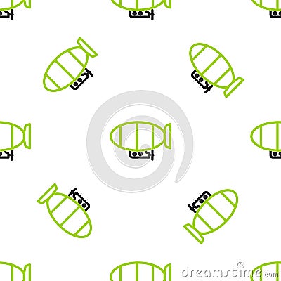 Line Airship icon isolated seamless pattern on white background. Vector Illustration Vector Illustration