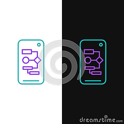 Line Algorithm icon isolated on white and black background. Algorithm symbol design from Artificial Intelligence Vector Illustration