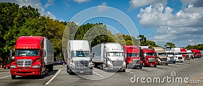 A Line of American Trucks Stock Photo