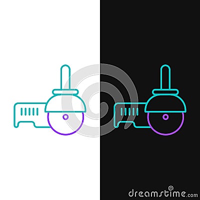 Line Angle grinder icon isolated on white and black background. Colorful outline concept. Vector Vector Illustration