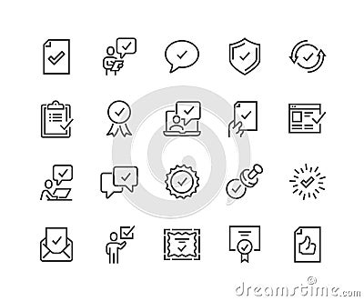 Line Approve Icons Vector Illustration