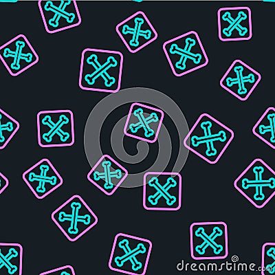 Line Archeology icon isolated seamless pattern on black background. Vector Stock Photo