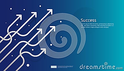 line arrow direction for vision, business growth, teamwork leader and success concept. blue background for presentation or web Vector Illustration