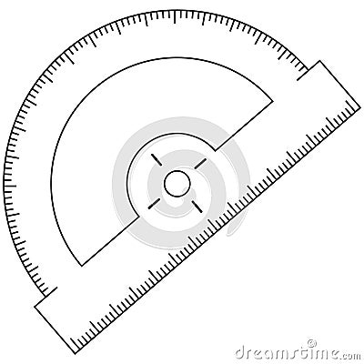 Line art black and white angle protractor icon Vector Illustration