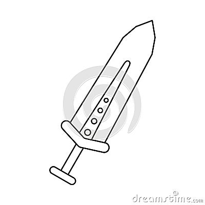 Line art black and white broadsword Vector Illustration