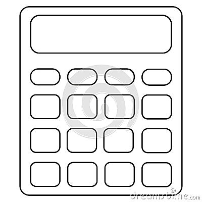 Line art black and white calculator icon poster Vector Illustration