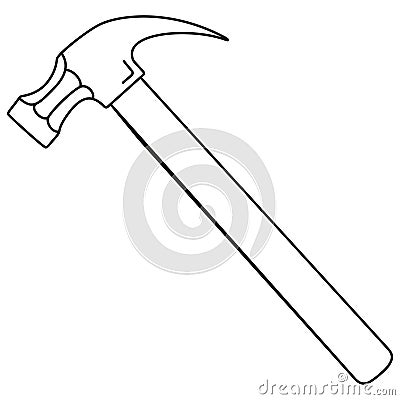 Line art black and white claw hammer Vector Illustration