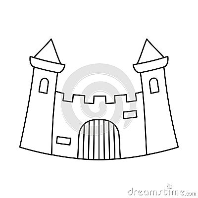 Line art black and white fairytale castle gate Vector Illustration