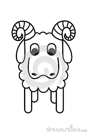 Line art black and white geometric stylized ram Vector Illustration