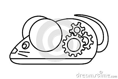 Line art black and white mechanical mouse Vector Illustration