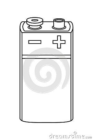 Line art black and white PP3 type battery Vector Illustration