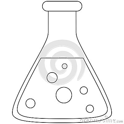 Line art black and white science test tube icon poster. Vector Illustration