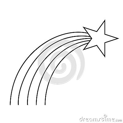 Line art black and white shooting star Vector Illustration