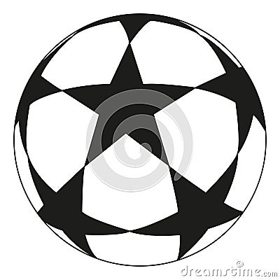 Line art black and white soccer ball star. Vector Illustration