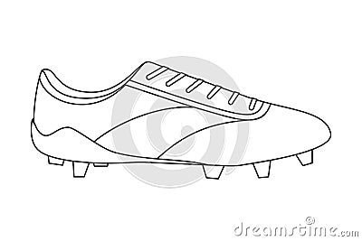 Line art black and white soccer boots. Vector Illustration