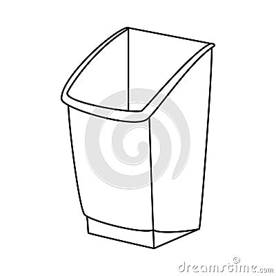 Line art black and white trash bin Vector Illustration