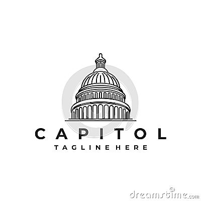 Line art Capitol dome logo design inspiration - Capital logo design vector illustration Vector Illustration