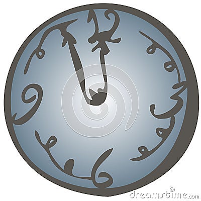 line art clock on the wall vector illusration Cartoon Illustration